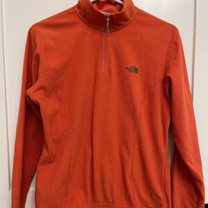 The North Face Sweater women's Large Orange TKA 100 Quarter Zip Fleece Pullover